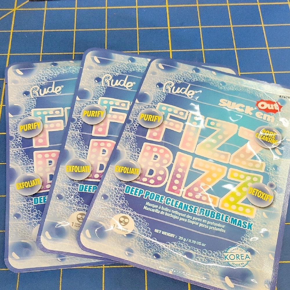 RUDE Fizz Bizz Deep Pore Cleanse Bubble Mask - Set of 3